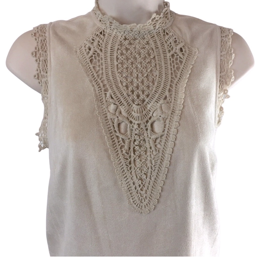 Miami Felt Tan Suede Sleeveless Top